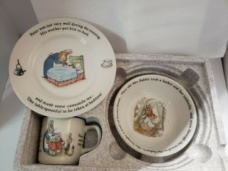 Vintage Wedgwood Peter Rabbit Nursery Set Beatrix Potter Cup,  Bowl Plate