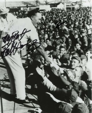 Bob Hope - Great Photo (shaking Hands With The Troops) - Signed