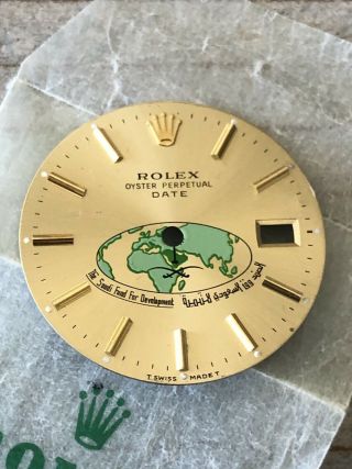 Rolex Oyster Perpetual Date Saudi Fund For Development Logo Crest Dial Gold.