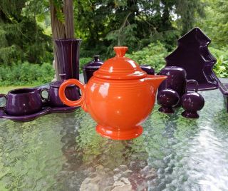 Fiesta Large 44 Oz Teapot Tea Pot Poppy Orange Fiestaware