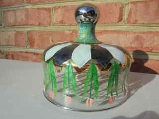 Mackenzie Childs Hand Painted Glass Cheese Or Butter Dome