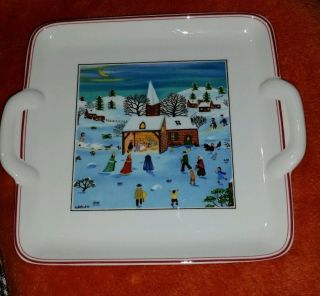Villeroy Boch Naif Christmas Square Handled Cake Plate Gc Vitro Porcelain