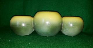 Vintage Hull Pottery Trio Vase 3 In 1 Planter.  Green Round Mid Century.
