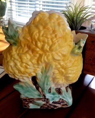 Vintage Signed Mccoy Pottery Yellow Chrysanthemum Flower Vase Planter