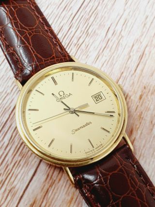 Vintage 18k Solid Gold Omega Seamaster Jubilee Ba 196.  750 Mz Watch 1987 33mm