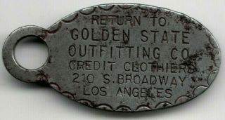 Los Angeles Ca Key Tag/charge Coin,  Golden State Outfitting Co,  Credit Clothiers