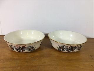 Set Of 2 Lenox " Winter Greetings " 6 1/8 Inch All Purpose Cereal Bowls