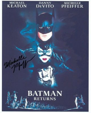 Michelle Pfeiffer Signed Batman Returns 8x10 W/ Michael Keaton Mini - Poster