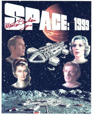 Martin Landau Signed Space 1999 Color 8x10 W/ Moonbase Alpha & Cast Poster