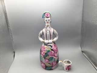 Russian Imperial Lomonosov Porcelain Decanter Wine Set Frantikh Woman Of Fashion