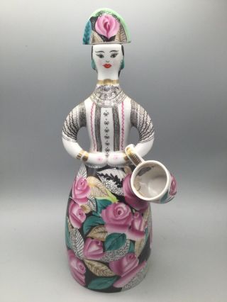 Russian Imperial Lomonosov Porcelain Decanter Wine Set Frantikh woman of fashion 3