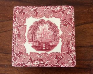 Mason’s Vista Red/pink Ironstone Tea Trivet Footed 6”