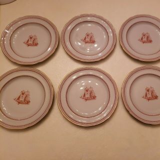 Spode Trade Winds - Red 6 Bread & Butter Plates (gold Trim)