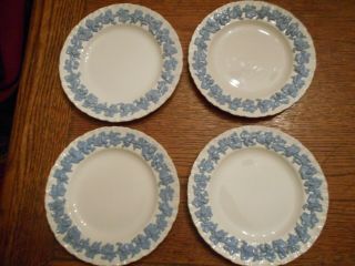 4 Wedgwood Queensware Embossed Lavender On Cream 6 3/8 " Bread Plates Shell Edge