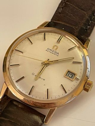 Vintage Omega Geneve Automatic Watch Cal 565 18k Solid Pink Gold,  Date,  Cca 1969