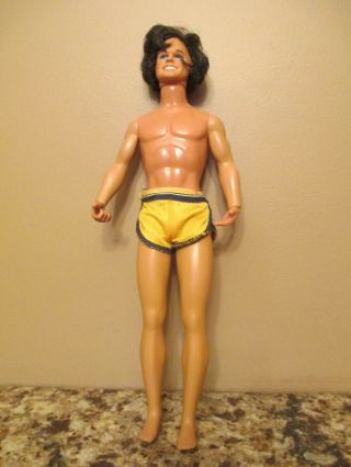 Vtg.  1968 Mattel Ken Doll W/ Dark Rooted Hair,  Shorts,  Movable Waist - 12 " Tall