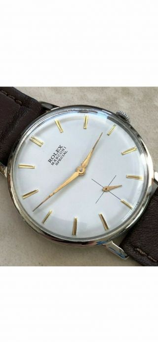 Immaculate Vintage Rolex Marconi Special White Dial Nickel Plated Case From 1945