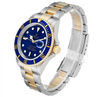 Rolex Submariner Blue Dial Steel Yellow Gold Mens Watch 16613 Box Papers 4