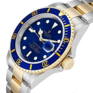 Rolex Submariner Blue Dial Steel Yellow Gold Mens Watch 16613 Box Papers 5