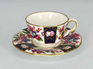 Royal Worcester Miniature Cup & Saucer - Strings Of Flowers 1993