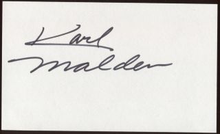Karl Malden Signed Index Card Signature Vintage Autographed Auto