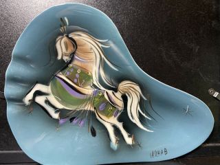 Vintage Sascha Brastoff Prancing Horse Ashtray Mid - Century Ceramic Dish F2