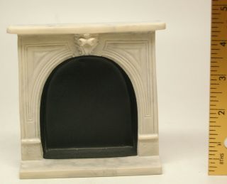 White Faux Marble Fireplace Mantle,  4 1/2 " Tall,  5 " Wide,  1:12 Scale,  Thailand