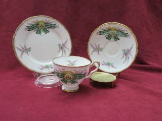 Royal Stafford Tartan Series Campbell 3 Piece Set Tea Cup Saucer Dessert Plate