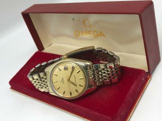 Vintage Gold Omega Seamaster Automatic Mens Watch,  Box,  Buckle & Bracelet