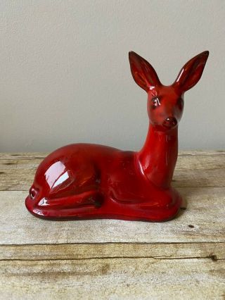 Vintage Blue Mountain Pottery Resting Deer Doe Red Glaze Bmp Canada
