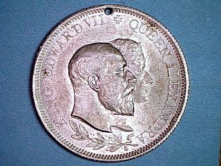 1902 British King Edward Vii & Queen Alexandra Coronation Medal 38mm Aluminum