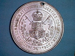 1902 BRITISH KING EDWARD VII & QUEEN ALEXANDRA CORONATION MEDAL 38MM ALUMINUM 2
