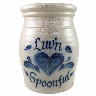 Rowe Pottery Utensil Crock Luvn Spoonful Salt Glazed Hand Painted Cambridge Wi
