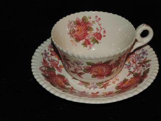 SET OF SIX (6) COPELAND SPODE ASTER RED GADROON CUPS AND SAUCERS 2