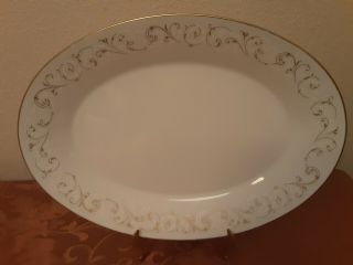 Vintage Noritake China Duetto 6610 Large Oval Serving Platter.  16 "