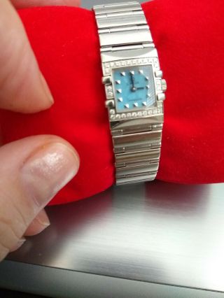 Ladies Omega Constellation Quadra Diamond Ss Square Quartz Watch Model1537.  74.  0