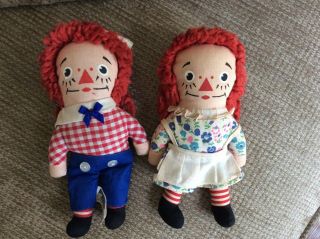 Vintage 7 " Knickerbocker Raggedy Ann And Andy Pair Set Small Dolls Doll