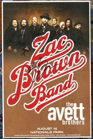 Zac Brown Band Autographed Live Show Poster 2015 Chris Fryar,  Coy Bowles