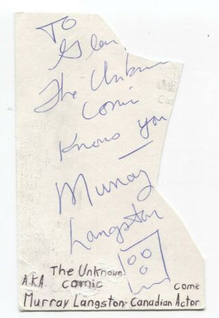 Murray Langston Signed 3x5 Index Card Autographed Signature Comedian Comic