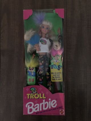 Mattel 1992 Troll Barbie Doll In Packaging