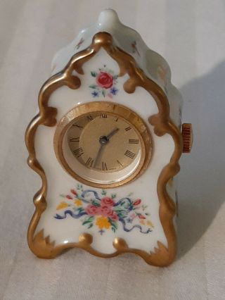 Vintage Miniature Dollhouse Porcelain Gilt French Mantle Clock