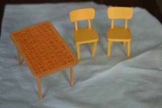 Vintage Miniature Dollhouse 3 Pc Child ' s Children Play Table & Chair Set 1:12 2