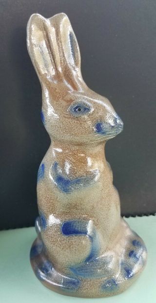 Beaumont Pottery Bunny Bank Maine Salt Glazed Stoneware Blue Rabbit 1995 Bbp