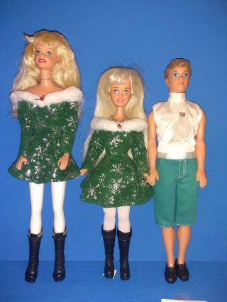 Holiday Barbie: 1991 Kevin,  90s Barbie And Skipper In Matching Dresses