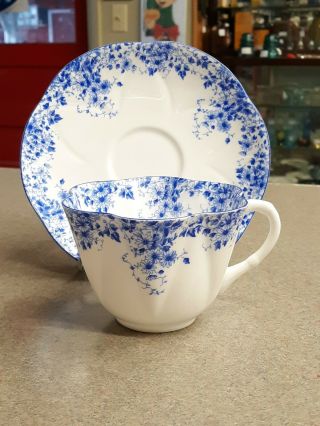 Vintage Shelley Fine Bone China Dainty Blue Teacup Tea Cup & Saucer