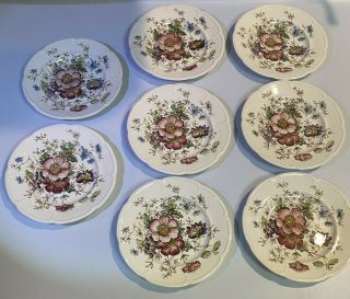 Set Of 8 Johnson Brothers Windsorware " Windsor Flowers " 6 - 1/4 " Bread Plate