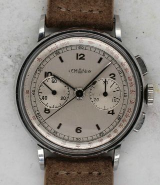 Vintage Lemania Steel Chronograph Wristwatch 27ch (cal.  321) 35mm Nr