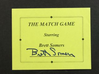 Bret Somers (1924 - 2007) (match Game) Autograph 5 1/2 X 4 1/4 Card