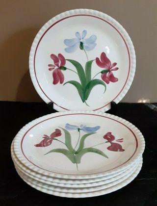 Set Of 6 Vintage Blue Ridge Southern Potteries Hand Painted Plates Cream