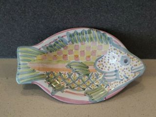 Vintage Mackenzie Childs Small Fish Plate Dish 7 3/4”